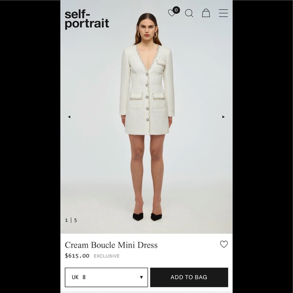 2022 spring Self-Portrait Cream Boucle Mini Dress - Picture 2 of 14